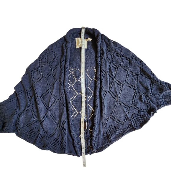 Anthropologie Angel of the North Navy Blue Cardigan Poncho Size Medium/Large - Picture 7 of 11